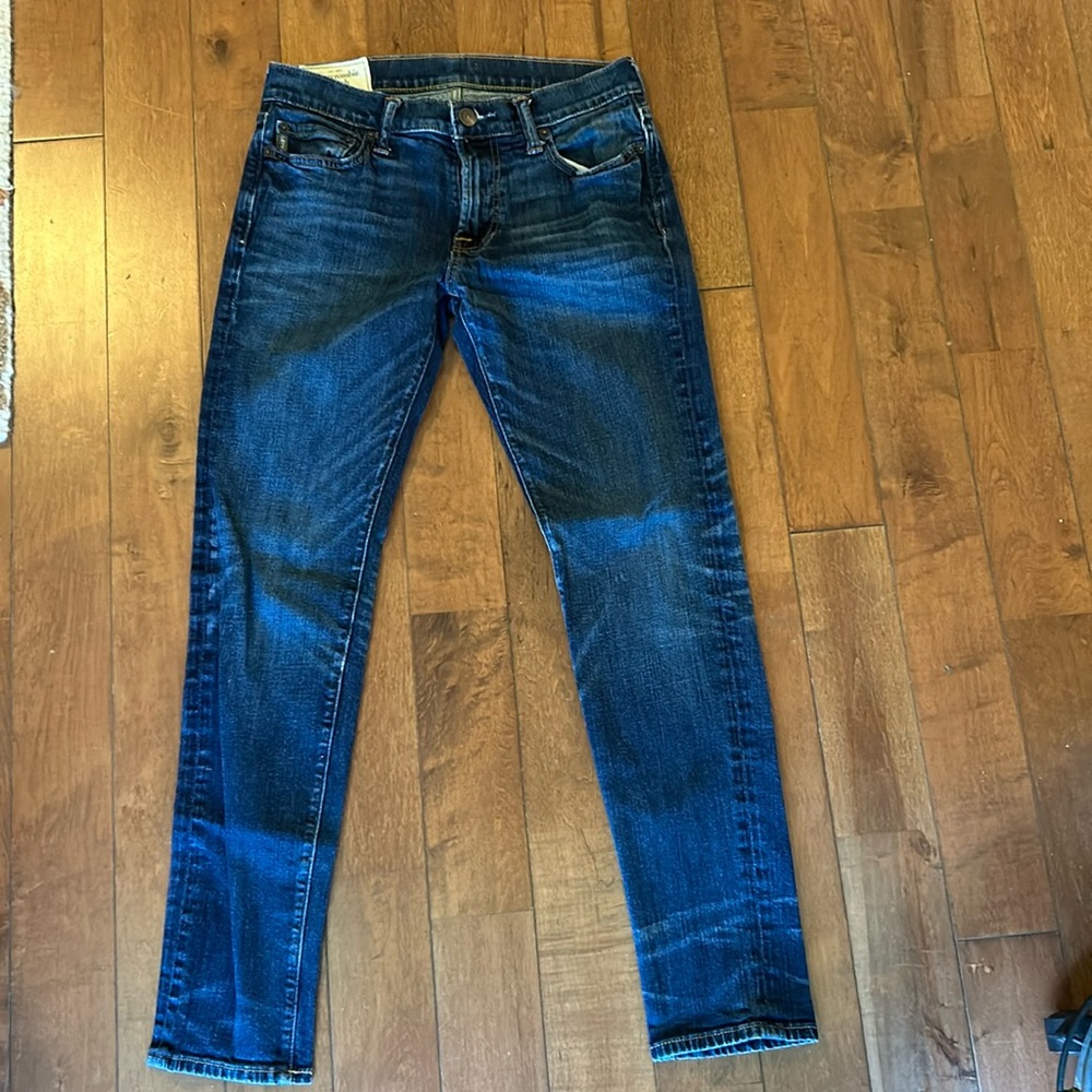 A&F dark wash straight leg jeans